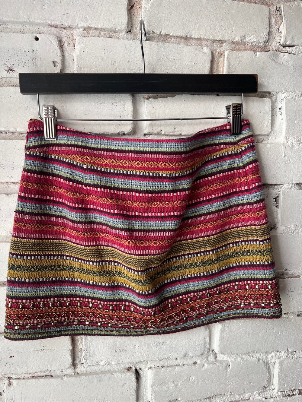 Y2K Hollister size 0 Striped Multicolor Mini Skirt - Pink & Mustard